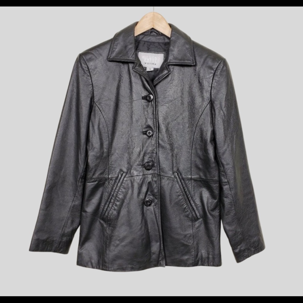 Vintage black leather Wilson’s Leather Maxima coat size medium